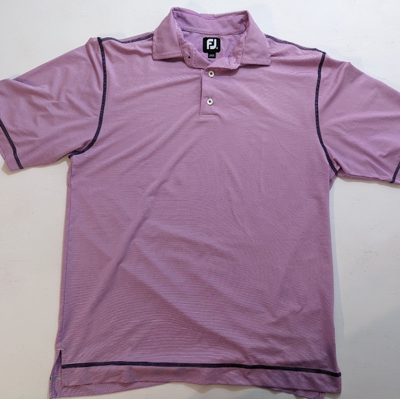 Footjoy Golf Polo Mens Purple White Striped Size Medium - Picture 1 of 4